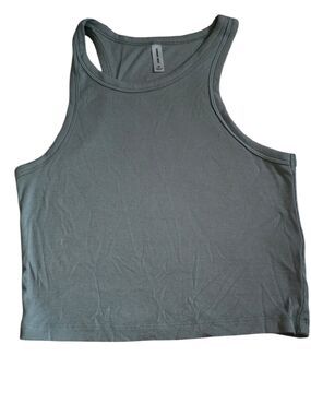Ribbed Racerback Crop Tank - Sage Green